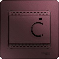 Терморегулятор механический с датчиком с рамкой Systeme Electric Glossa 0С+50С баклажан картинка